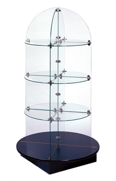 Round Glass Display Unit, Glass Store Display Stand, Glass Shelves