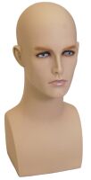 MN-175 V-Neck Male Fleshtone Mannequin Head Form with Realistic Colored Features 