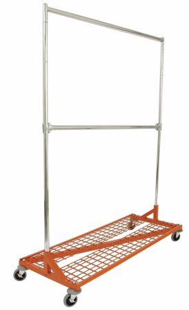 Heavy Duty Rolling Rack with Shelf, Display Store Rack, Commercial Clothing Rack